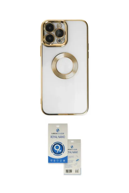 ieg™ iPhone 14 Pro Max Kılıf Pusula Form - Şeffaf Royal Nano Ekran Koruyucu