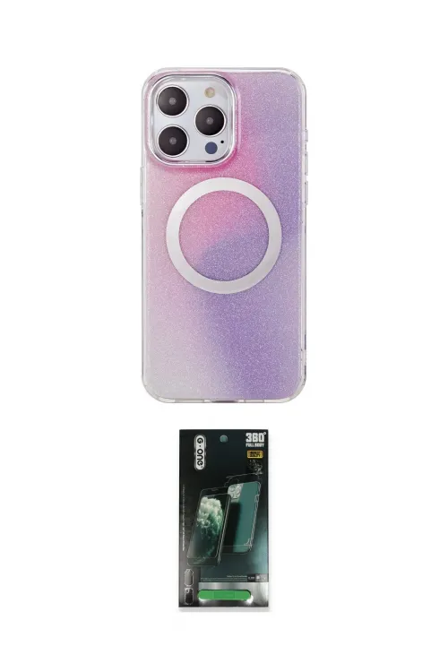 ieg™ iPhone 14 Pro Max Kılıf Pusula Form - Siyah 360 Mat Full Body Arka Koruyucu