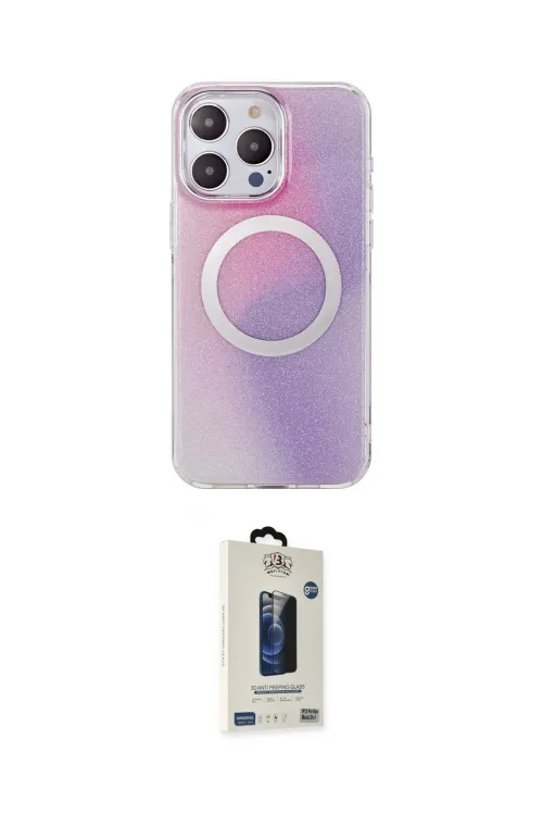 ieg™ iPhone 14 Pro Max Kılıf Pusula Form - Siyah Bilvis Hayalet Cam Ekran Koruyucu
