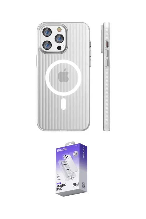 ieg™ iPhone 14 Pro Max Kılıf Pusula Minimal Koleksiyonu - Siyah Bilvis 5in1 3D Magic Cam Ekran Koruyucu
