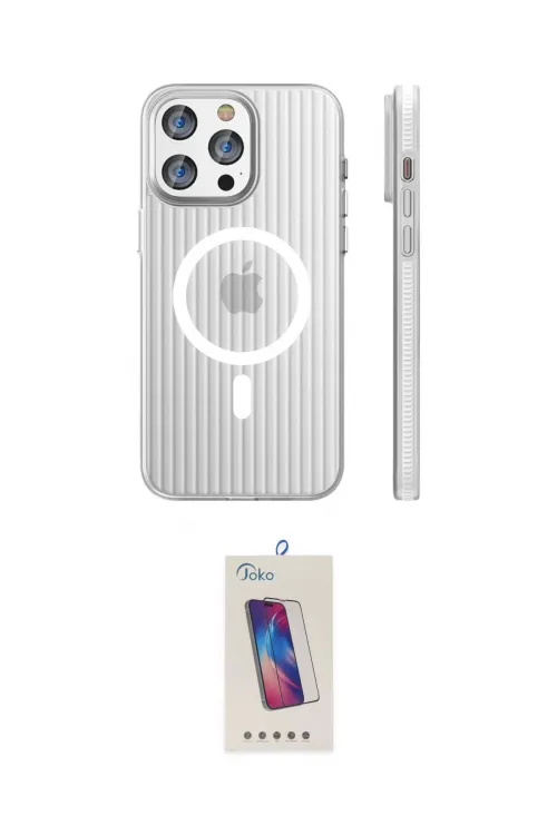 ieg™ iPhone 14 Pro Max Kılıf Pusula Minimal Koleksiyonu - Siyah Joko 5D Cam