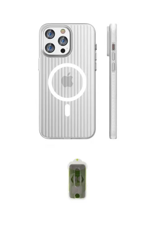 ieg™ iPhone 14 Pro Max Kılıf Pusula Minimal Koleksiyonu - Siyah Joko Magic 5D Hayalet Cam
