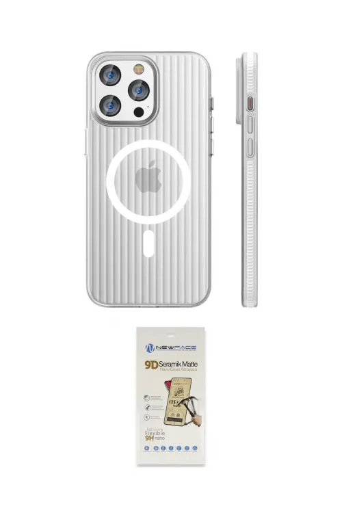 ieg™ iPhone 14 Pro Max Kılıf Pusula Minimal Koleksiyonu - Siyah Mat Seramik Nano Ekran Koruyucu