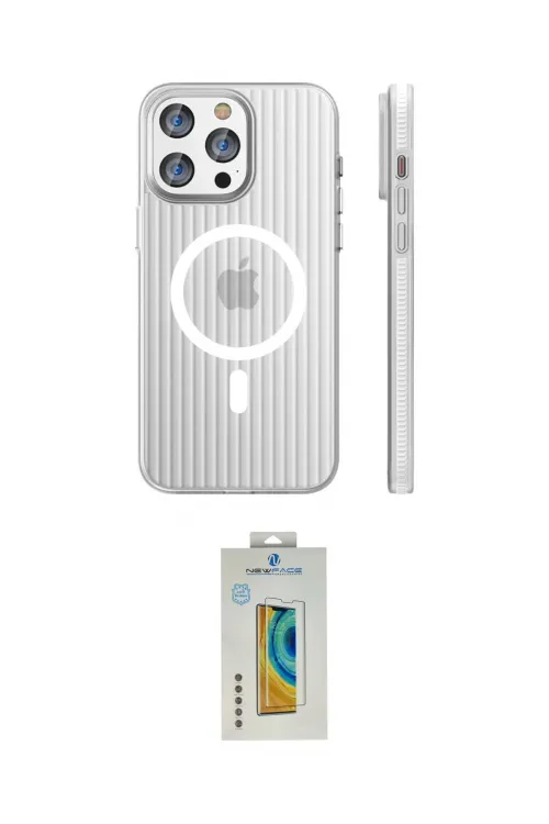 ieg™ iPhone 14 Pro Max Kılıf Pusula Minimal Koleksiyonu - Siyah Polymer Nano Ekran Koruyucu