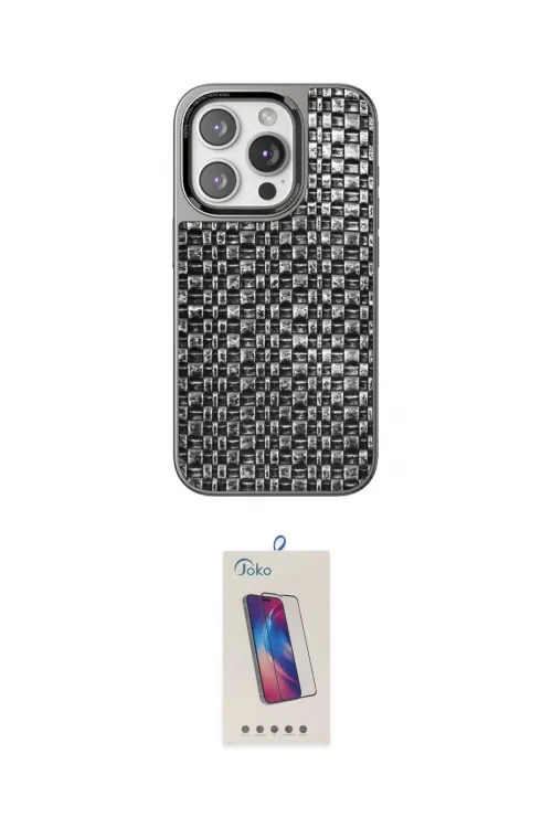 ieg™ iPhone 14 Pro Max Kılıf Siluet Form Serisi - Siyah Joko 5D Cam