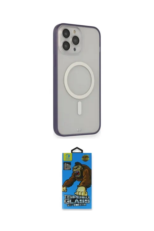 ieg™ iPhone 14 Pro Max Kılıf Siluet Işık Koleksiyonu - Siyah 18D Cam Ekran Koruyucu