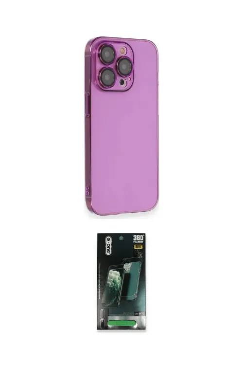 ieg™ iPhone 14 Pro Max Kılıf Siluet Minimal Özel Seri - Şeffaf 360 Full Body Arka Koruyucu