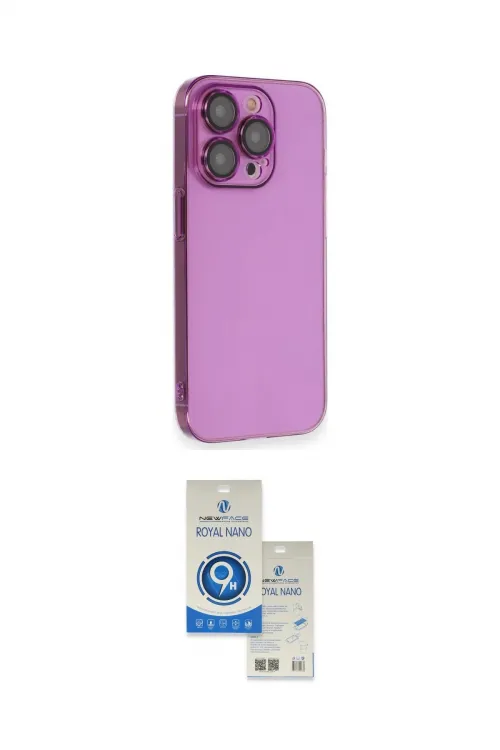 ieg™ iPhone 14 Pro Max Kılıf Siluet Minimal Özel Seri - Şeffaf Royal Nano Ekran Koruyucu