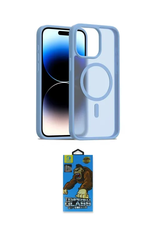 ieg™ iPhone 14 Pro Max Kılıf Siluet Minimal Prime - Siyah 18D Cam Ekran Koruyucu