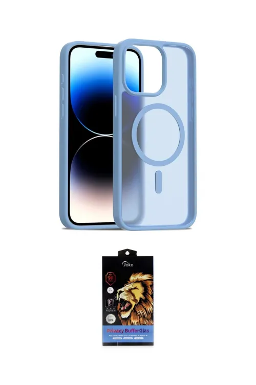ieg™ iPhone 14 Pro Max Kılıf Siluet Minimal Prime - Siyah Buffer Hayalet Cam Ekran Koruyucu