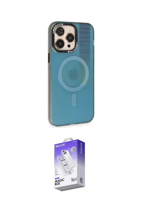 ieg™ iPhone 14 Pro Max Kılıf Siluet Modern Koleksiyonu - Siyah Bilvis 5in1 3D Magic Cam Ekran Koruyucu
