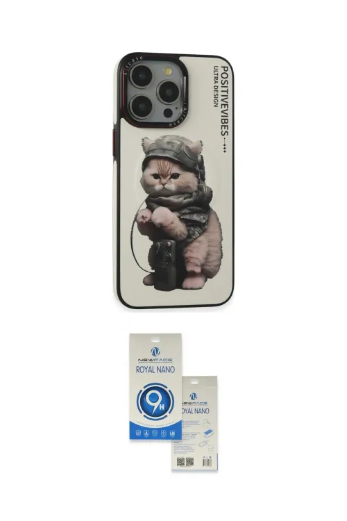 ieg™ iPhone 14 Pro Max Kılıf Siluet Modern Özel Seri - Şeffaf Royal Nano Ekran Koruyucu