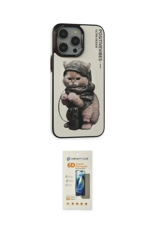 ieg™ iPhone 14 Pro Max Kılıf Siluet Modern Özel Seri - Siyah 6D Mat Seramik Hayalet Nano Ekran Koruyucu