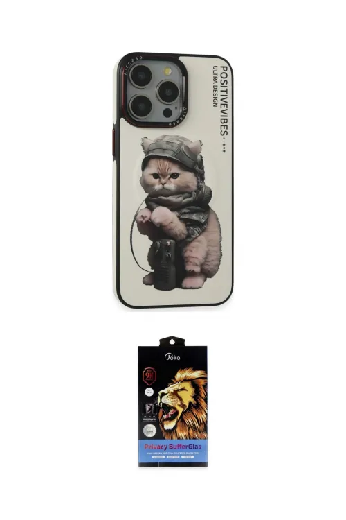 ieg™ iPhone 14 Pro Max Kılıf Siluet Modern Özel Seri - Siyah Buffer Hayalet Cam Ekran Koruyucu