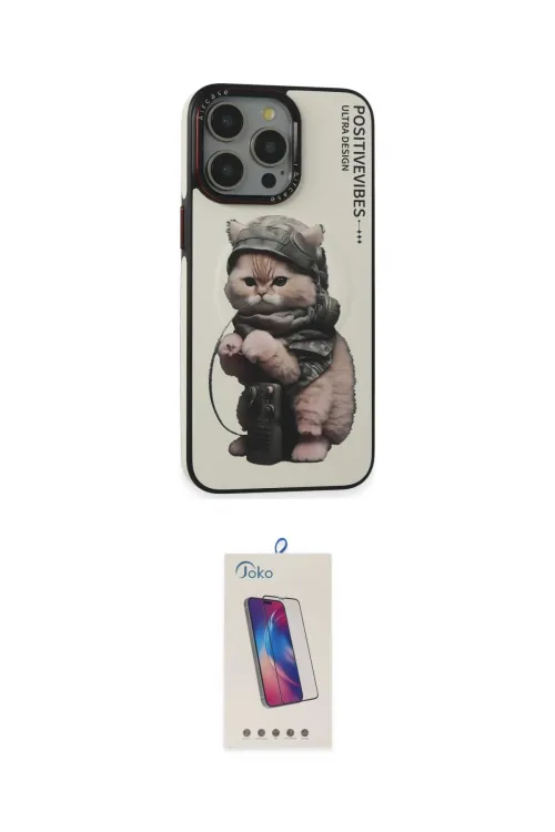 ieg™ iPhone 14 Pro Max Kılıf Siluet Modern Özel Seri - Siyah Joko 5D Cam