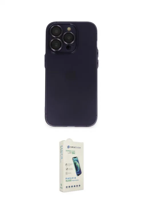 ieg™ iPhone 14 Pro Max Kılıf Ufuk Minimal Özel Seri - Şeffaf Pasifik Cam Ekran Koruyucu