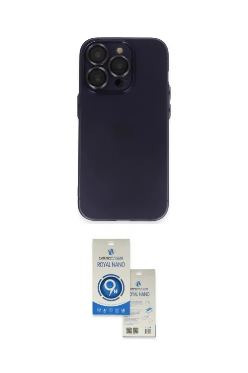 ieg™ iPhone 14 Pro Max Kılıf Ufuk Minimal Özel Seri - Şeffaf Royal Nano Ekran Koruyucu