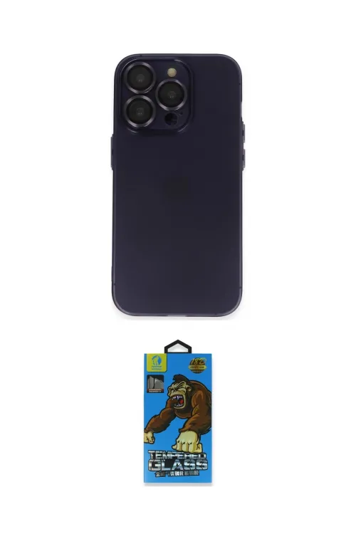 ieg™ iPhone 14 Pro Max Kılıf Ufuk Minimal Özel Seri - Siyah 18D Cam Ekran Koruyucu