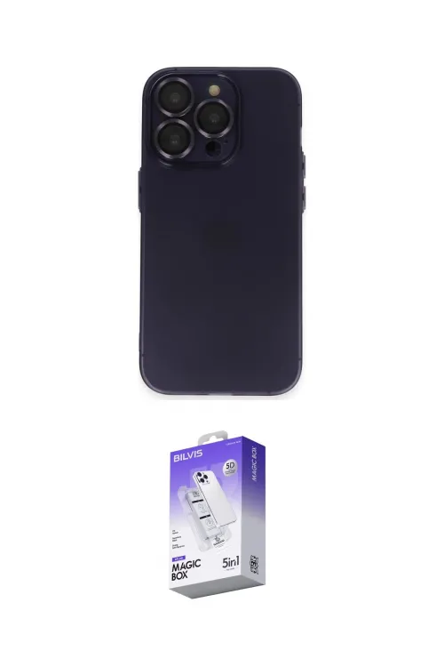 ieg™ iPhone 14 Pro Max Kılıf Ufuk Minimal Özel Seri - Siyah Bilvis 5in1 3D Magic Cam Ekran Koruyucu