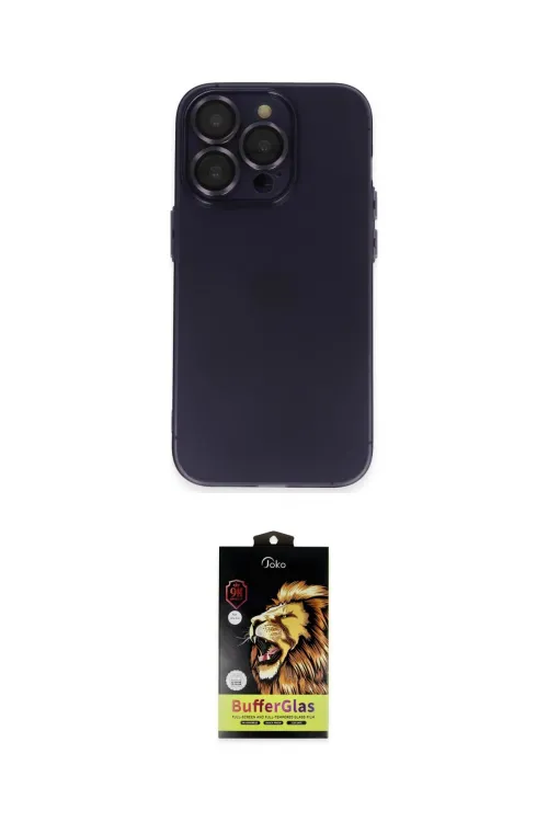 ieg™ iPhone 14 Pro Max Kılıf Ufuk Minimal Özel Seri - Siyah Buffer Cam Ekran Koruyucu