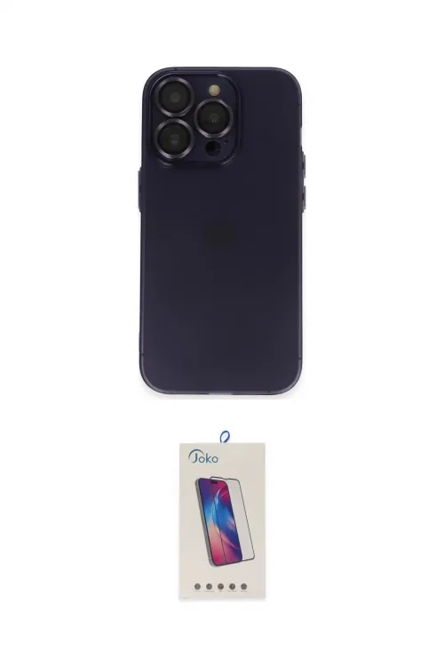 ieg™ iPhone 14 Pro Max Kılıf Ufuk Minimal Özel Seri - Siyah Joko 5D Cam
