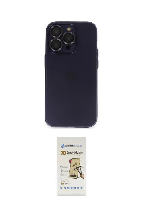 ieg™ iPhone 14 Pro Max Kılıf Ufuk Minimal Özel Seri - Siyah Mat Seramik Nano Ekran Koruyucu