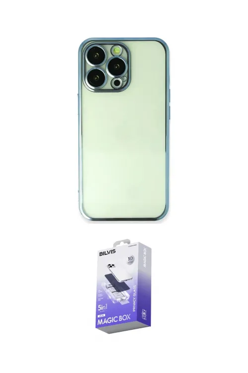 ieg™ iPhone 14 Pro Max Kılıf Vadi Minimal - Siyah Bilvis 5in1 5D Magic Hayalet Cam Ekran Koruyucu