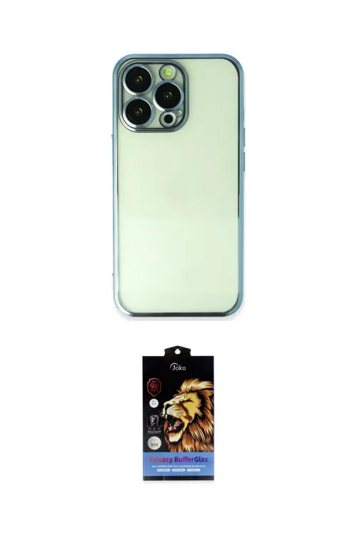 ieg™ iPhone 14 Pro Max Kılıf Vadi Minimal - Siyah Buffer Hayalet Cam Ekran Koruyucu