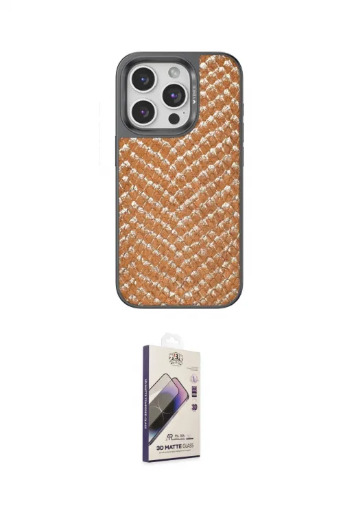 ieg™ iPhone 14 Pro Max Kılıf Vadi Özel Seri - Siyah Bilvis 3D Mat Cam Ekran Koruyucu