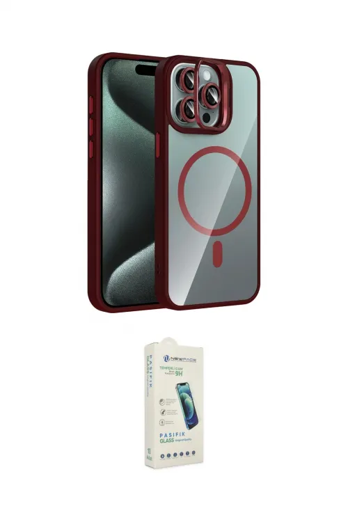 ieg™ iPhone 14 Pro Max Kılıf Yadigar Asil Koleksiyonu - Şeffaf Pasifik Cam Ekran Koruyucu