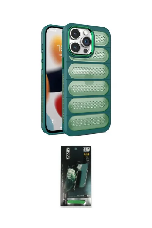 ieg™ iPhone 14 Pro Max Kılıf Yadigar Doku Özel Seri - Şeffaf 360 Full Body Arka Koruyucu