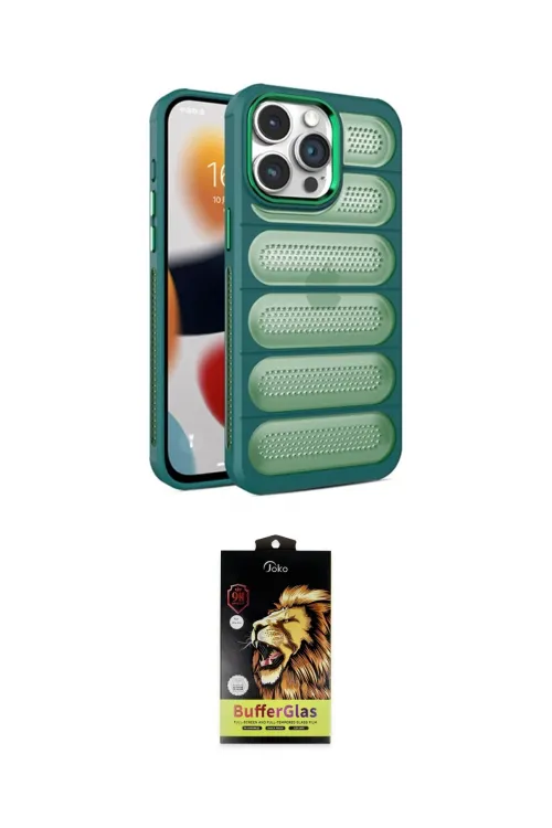 ieg™ iPhone 14 Pro Max Kılıf Yadigar Doku Özel Seri - Siyah Buffer Cam Ekran Koruyucu