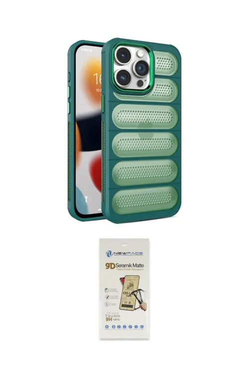 ieg™ iPhone 14 Pro Max Kılıf Yadigar Doku Özel Seri - Siyah Mat Seramik Nano Ekran Koruyucu