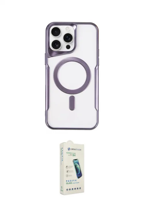 ieg™ iPhone 14 Pro Max Kılıf Yadigar Klasik Özel Seri - Şeffaf Pasifik Cam Ekran Koruyucu