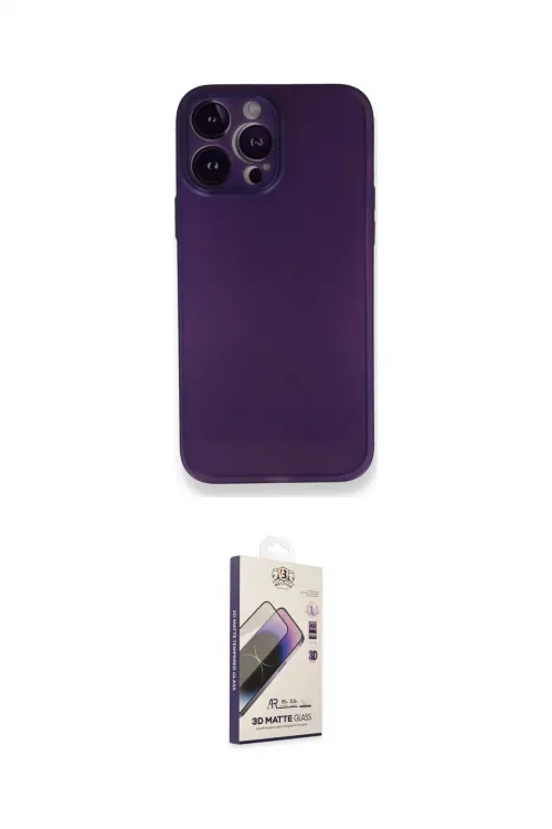 ieg™ iPhone 14 Pro Max Kılıf Yadigar Yansıma Serisi - Siyah Bilvis 3D Mat Cam Ekran Koruyucu