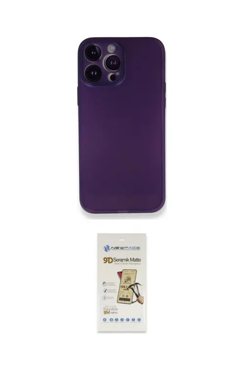 ieg™ iPhone 14 Pro Max Kılıf Yadigar Yansıma Serisi - Siyah Mat Seramik Nano Ekran Koruyucu