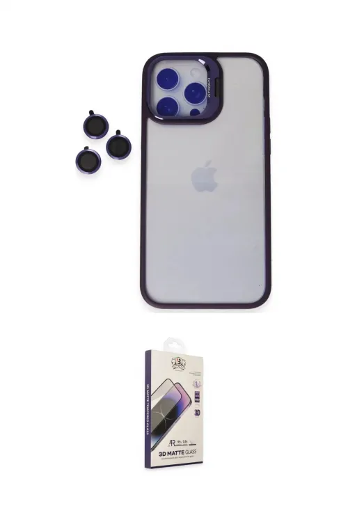 ieg™ iPhone 14 Pro Max Kılıf Yankı Asil Serisi - Siyah Bilvis 3D Mat Cam Ekran Koruyucu