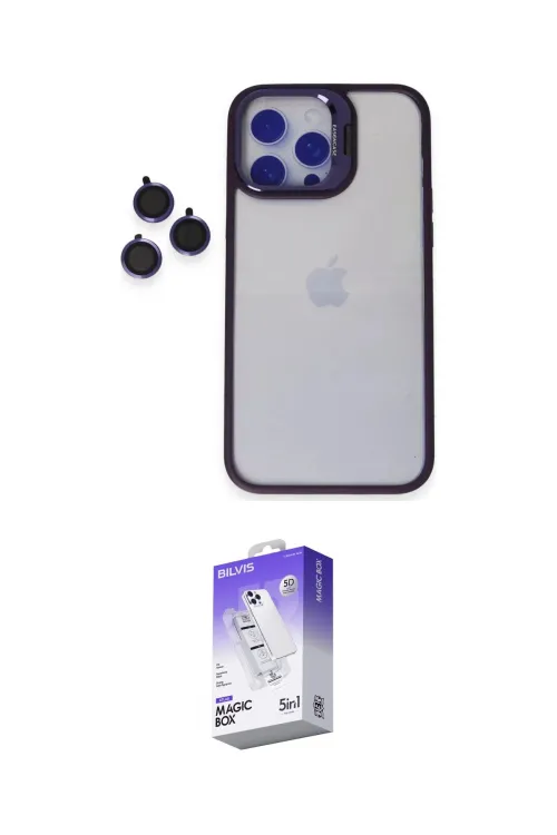 ieg™ iPhone 14 Pro Max Kılıf Yankı Asil Serisi - Siyah Bilvis 5in1 3D Magic Cam Ekran Koruyucu