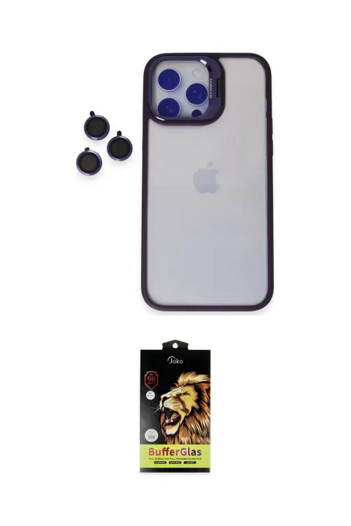 ieg™ iPhone 14 Pro Max Kılıf Yankı Asil Serisi - Siyah Buffer Cam Ekran Koruyucu
