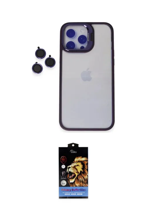 ieg™ iPhone 14 Pro Max Kılıf Yankı Asil Serisi - Siyah Buffer Hayalet Cam Ekran Koruyucu