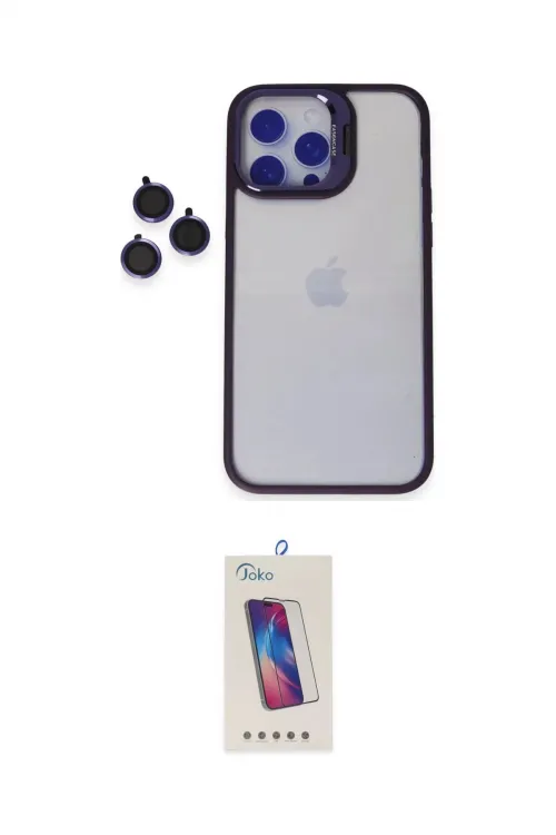 ieg™ iPhone 14 Pro Max Kılıf Yankı Asil Serisi - Siyah Joko 5D Cam