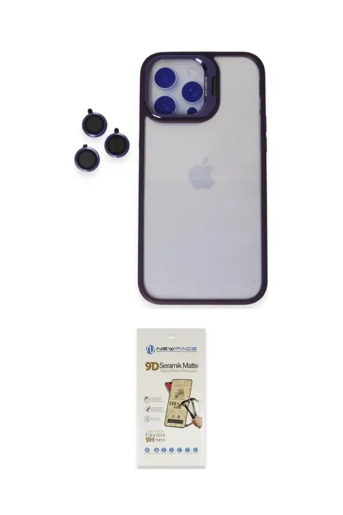 ieg™ iPhone 14 Pro Max Kılıf Yankı Asil Serisi - Siyah Mat Seramik Nano Ekran Koruyucu