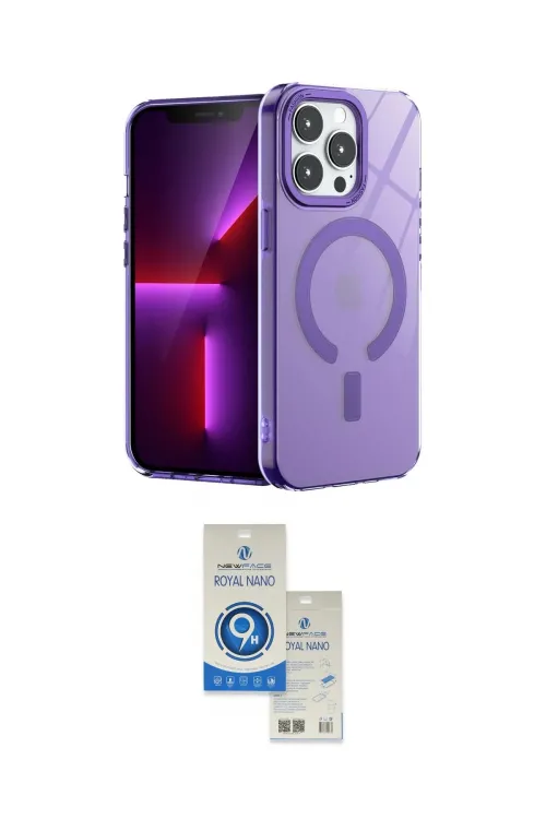 ieg™ iPhone 14 Pro Max Kılıf Yankı Çizgi - Şeffaf Royal Nano Ekran Koruyucu