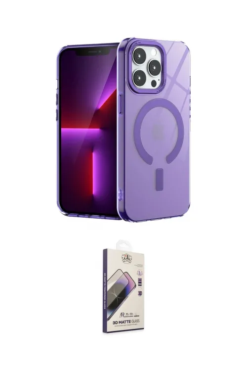 ieg™ iPhone 14 Pro Max Kılıf Yankı Çizgi - Siyah Bilvis 3D Mat Cam Ekran Koruyucu
