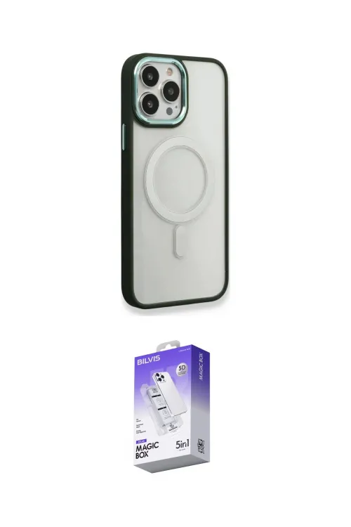 ieg™ iPhone 14 Pro Max Kılıf Yankı Işık Özel Seri - Siyah Bilvis 5in1 3D Magic Cam Ekran Koruyucu