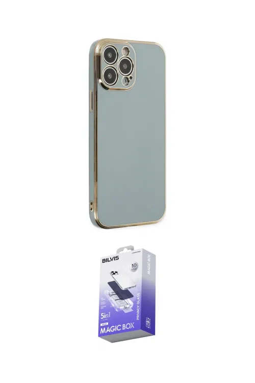 ieg™ iPhone 14 Pro Max Kılıf Yankı Serisi - Siyah Bilvis 5in1 5D Magic Hayalet Cam Ekran Koruyucu