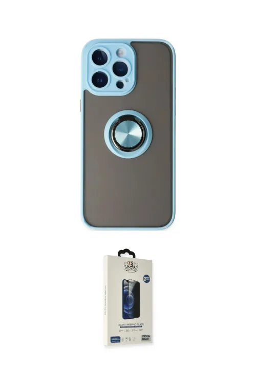 ieg™ iPhone 14 Pro Max Kılıf Yörünge Çizgi - Siyah Bilvis Hayalet Cam Ekran Koruyucu