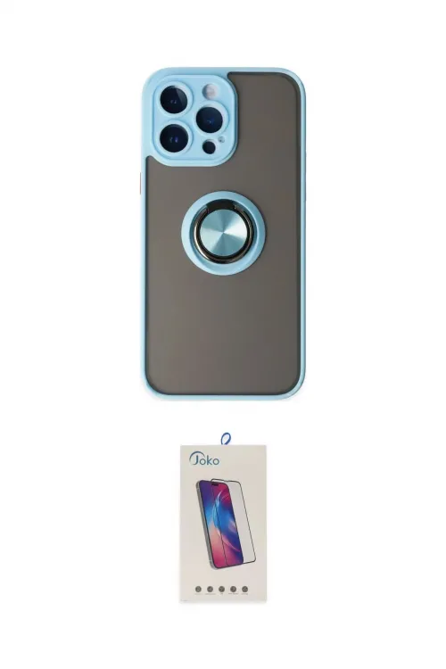 ieg™ iPhone 14 Pro Max Kılıf Yörünge Çizgi - Siyah Joko 5D Cam