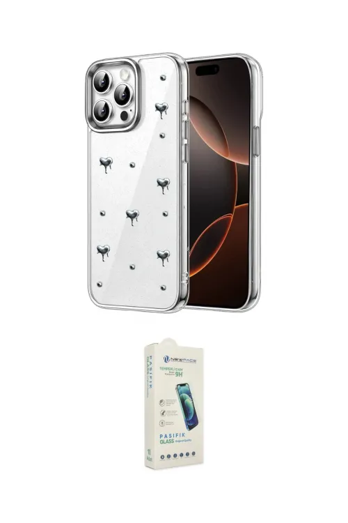 ieg™ iPhone 14 Pro Max Kılıf Yörünge Form - Şeffaf Pasifik Cam Ekran Koruyucu