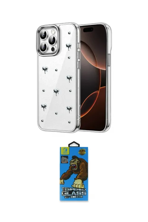 ieg™ iPhone 14 Pro Max Kılıf Yörünge Form - Siyah 18D Cam Ekran Koruyucu